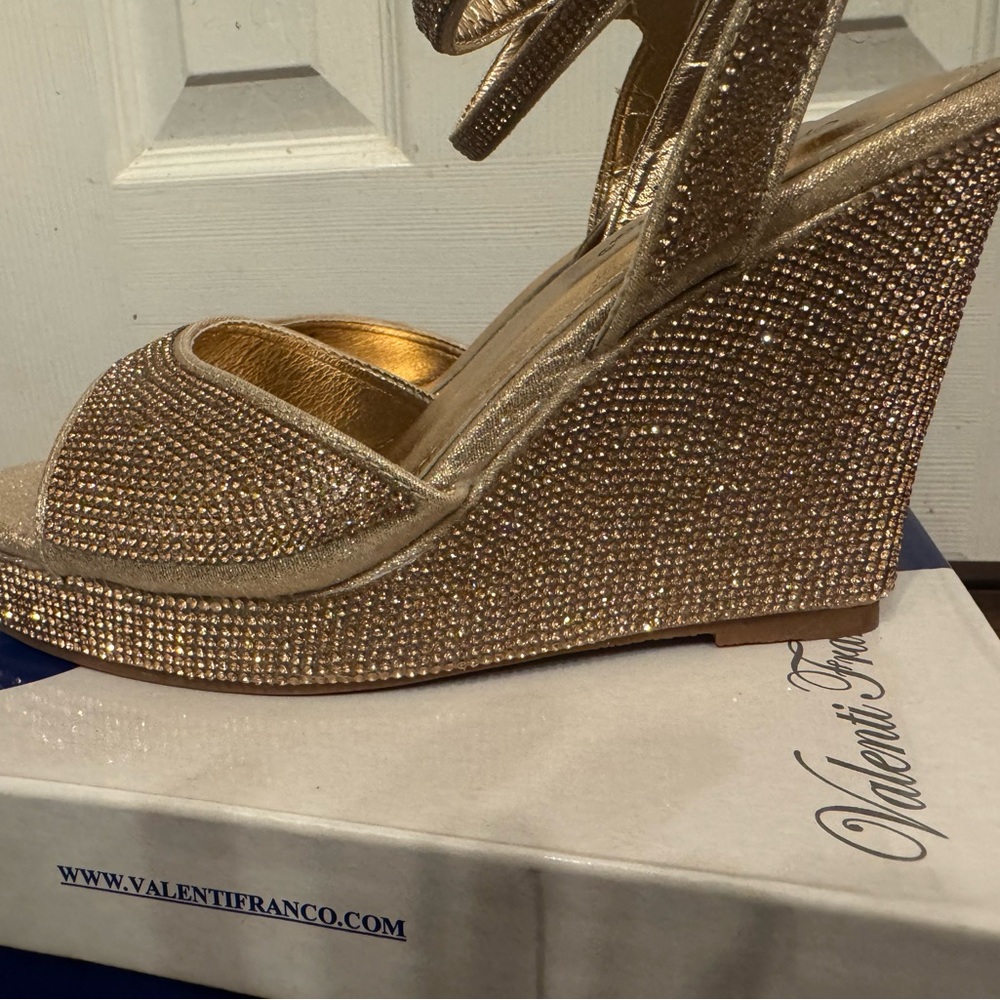 Valenti Franco Gold Rhinestone Heels